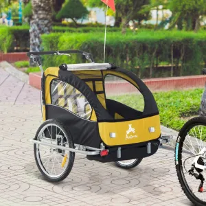 2-Seat Bike Trailer   Jogging Stroller - Yellow