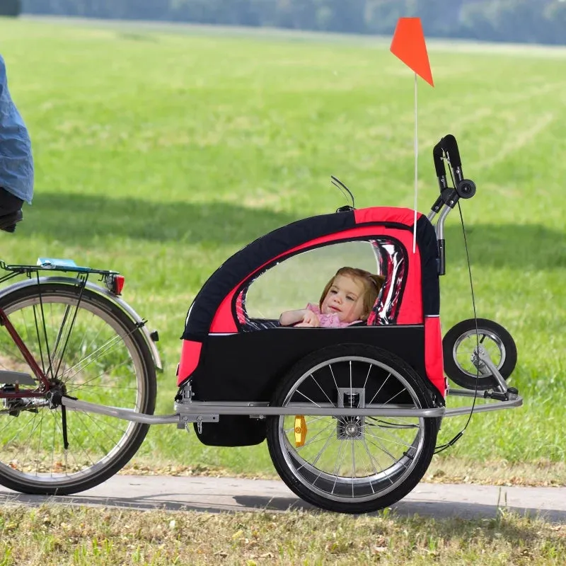 2-Seat Bike Trailer   Jogging Stroller - Red