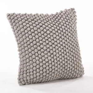 20"x20" Oversize Down Filled Crochet Pom-Pom Square Throw Pillow Gray - Saro Lifestyle