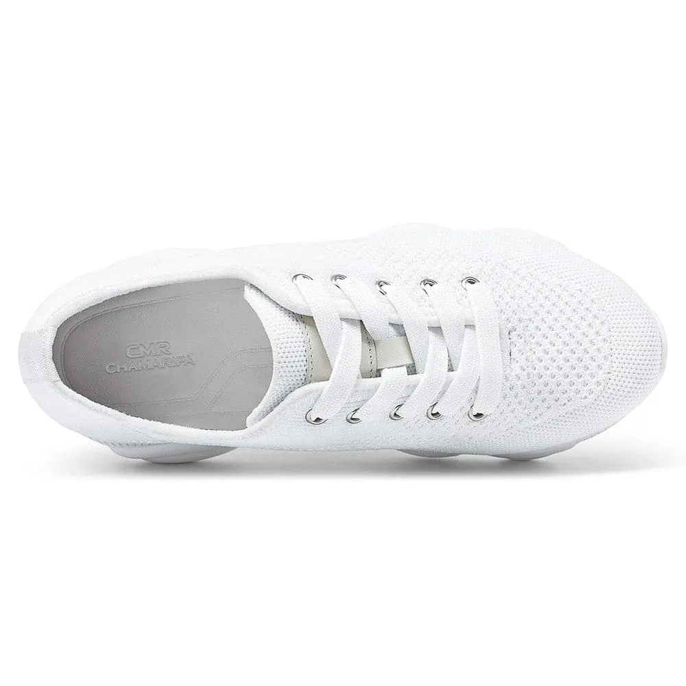 7CM / 2.76 Inches CMR CHAMARIPA Elevate Your Style with Women's White Knit Wedge Elevator Sneakers