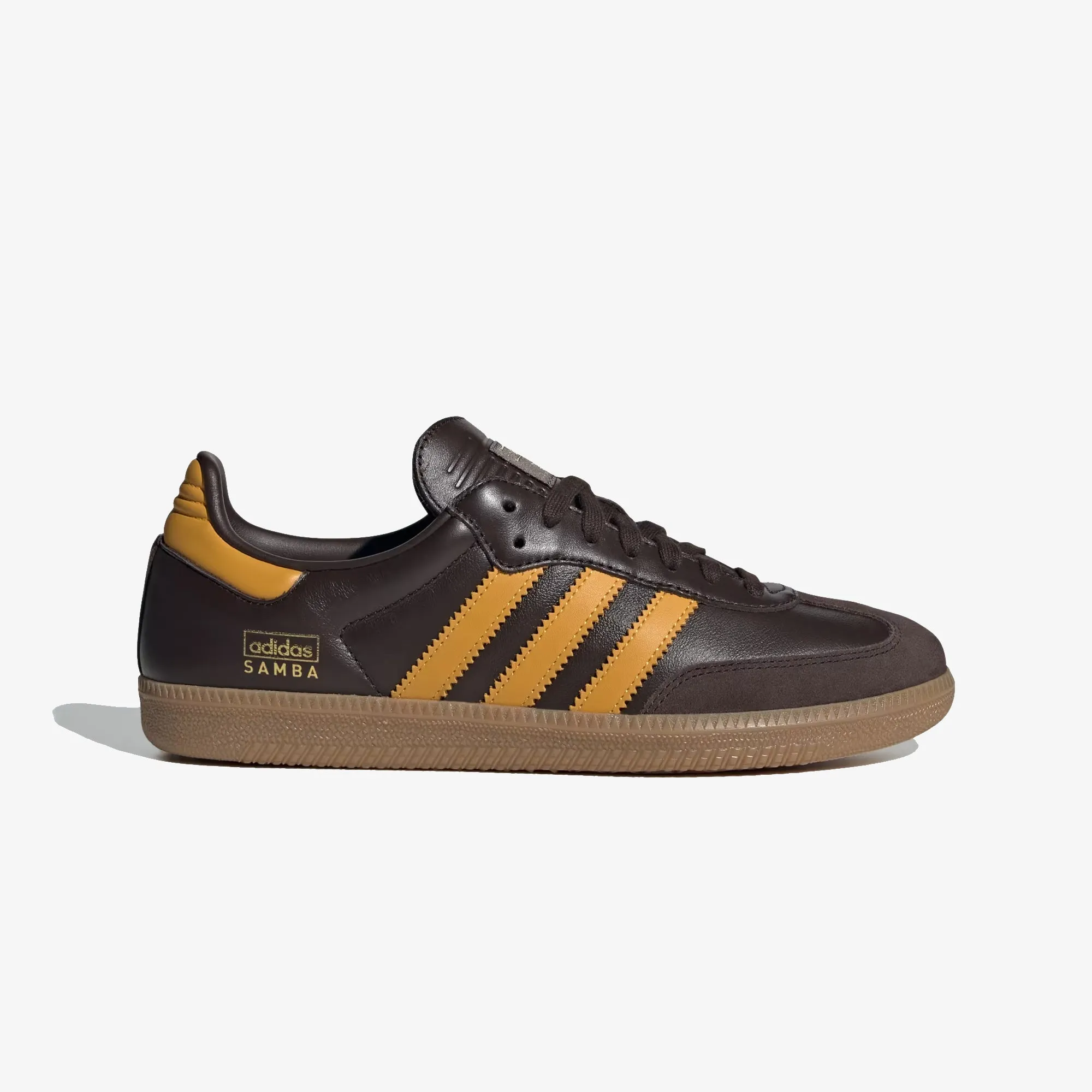 Adidas Originals | SAMBA OG  { DARK BROWN/PRELOVED YELLOW F23/GUM