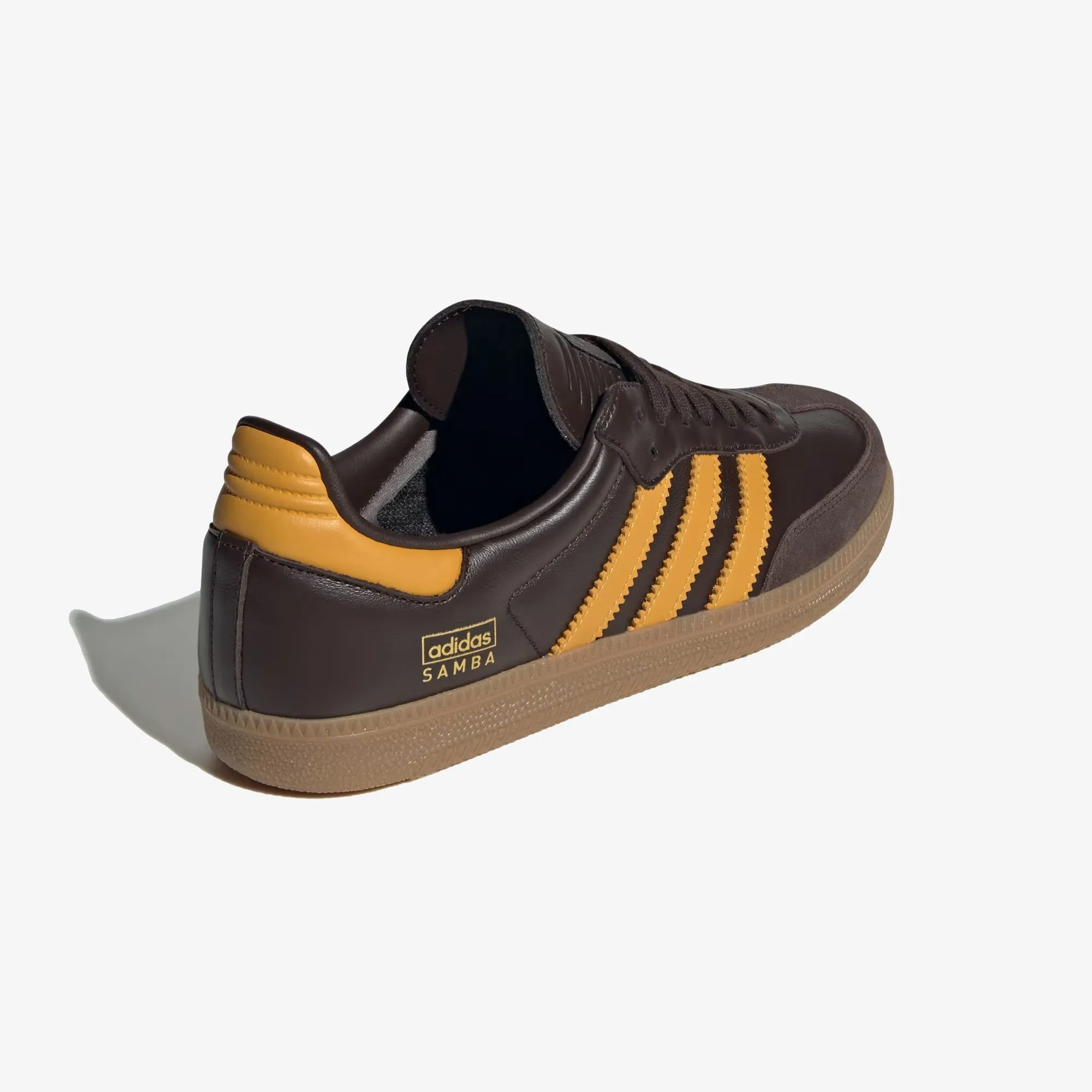 Adidas Originals | SAMBA OG  { DARK BROWN/PRELOVED YELLOW F23/GUM