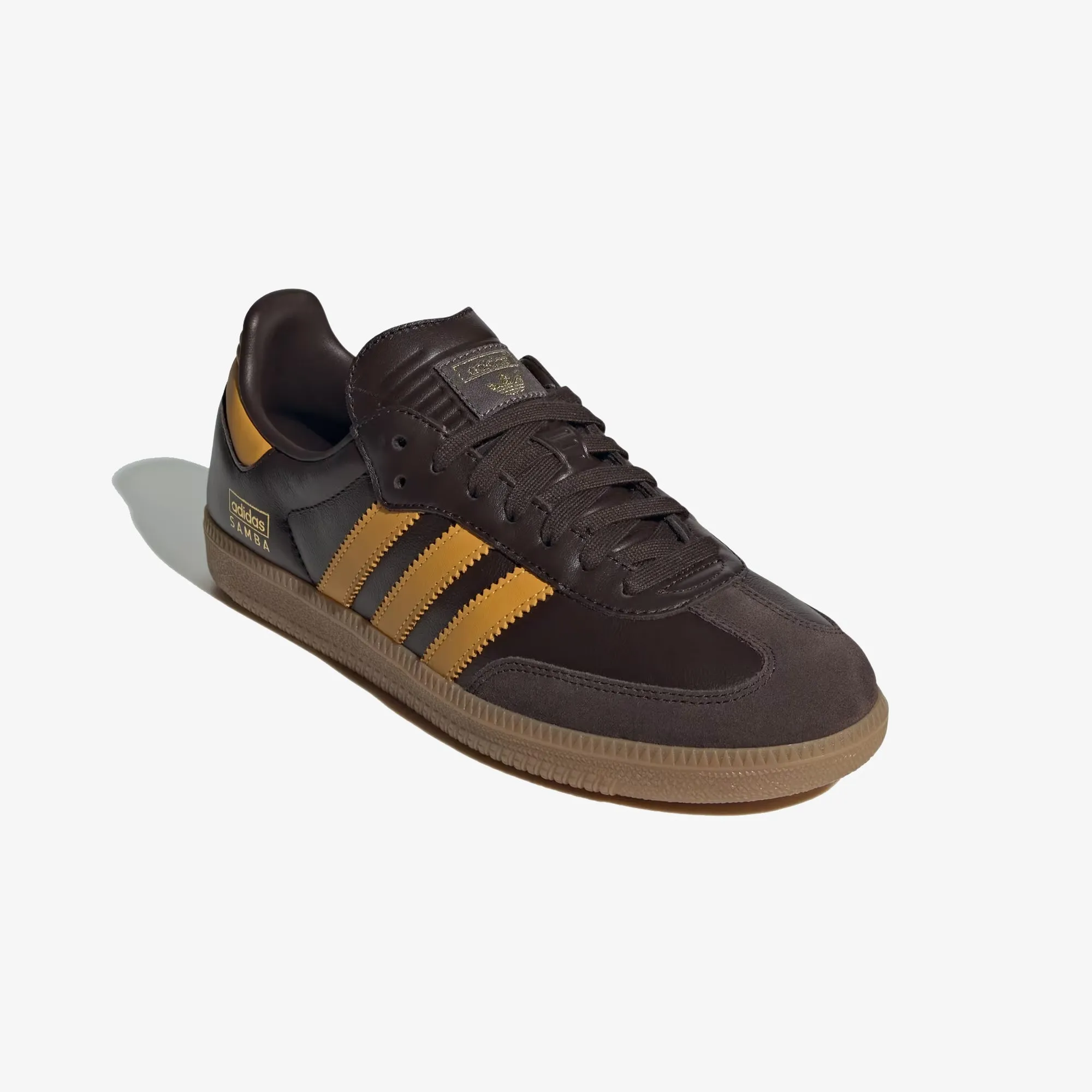 Adidas Originals | SAMBA OG  { DARK BROWN/PRELOVED YELLOW F23/GUM