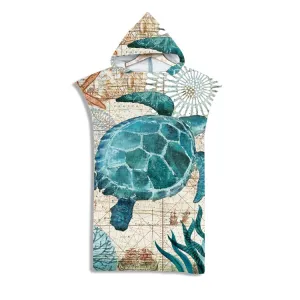 Adult Hooded Bath Towel Fine Fiber Beach Quick Dry Bathrobe, Size: 110x75cm(Turtle)