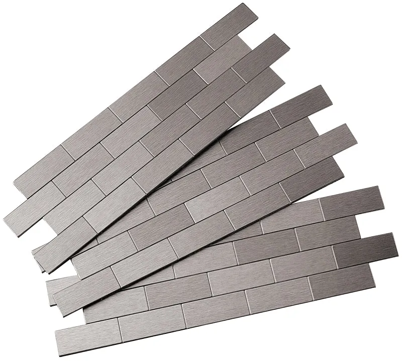 Aspect A9550 Wall Tile, 12 in L, 4 in W, 1/8 in Thick, Aluminum/Polymer, Brushed Stainless Steel :EA: QUANTITY: 5