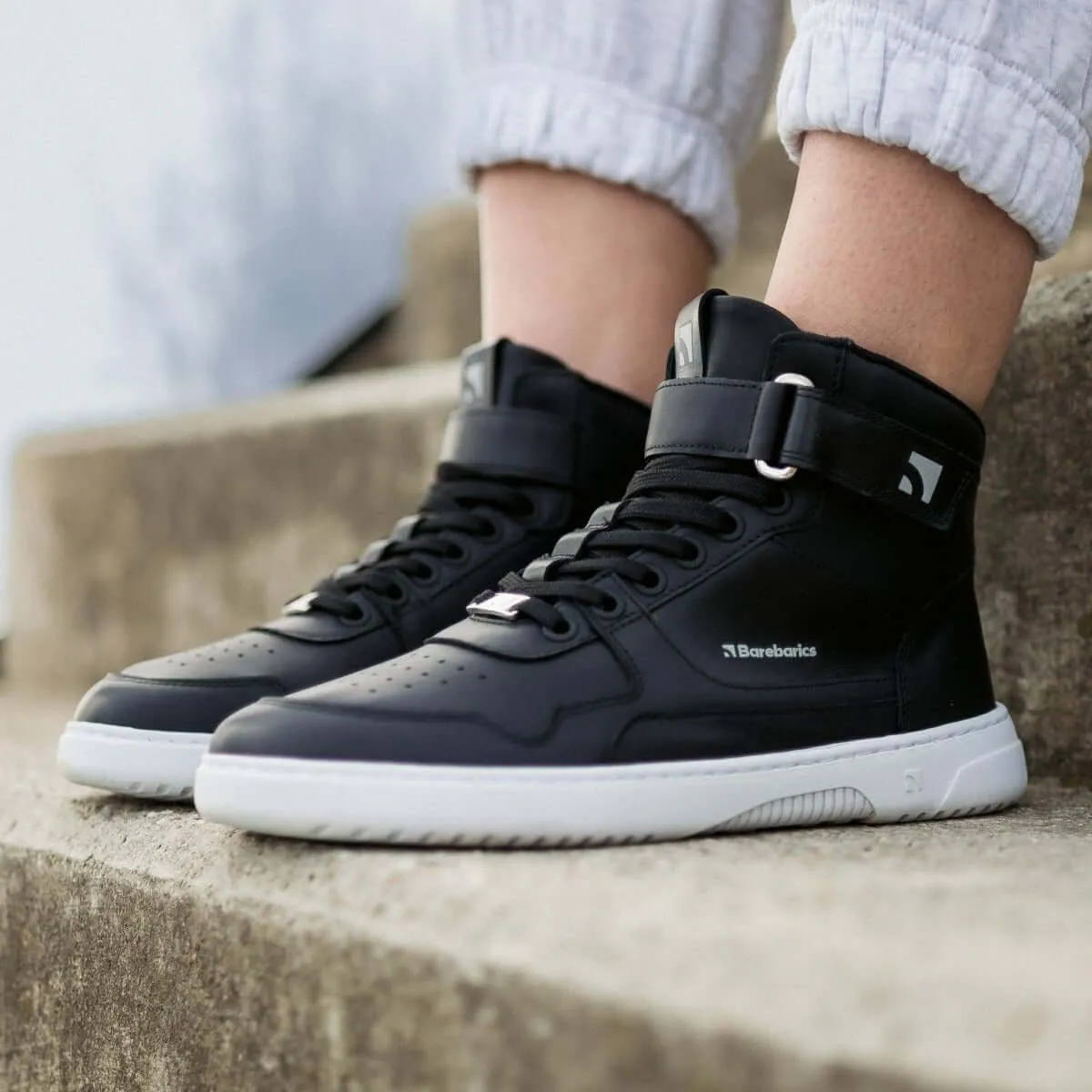 Barefoot Sneakers Barebarics Zing - High Top - Black & White - Leather