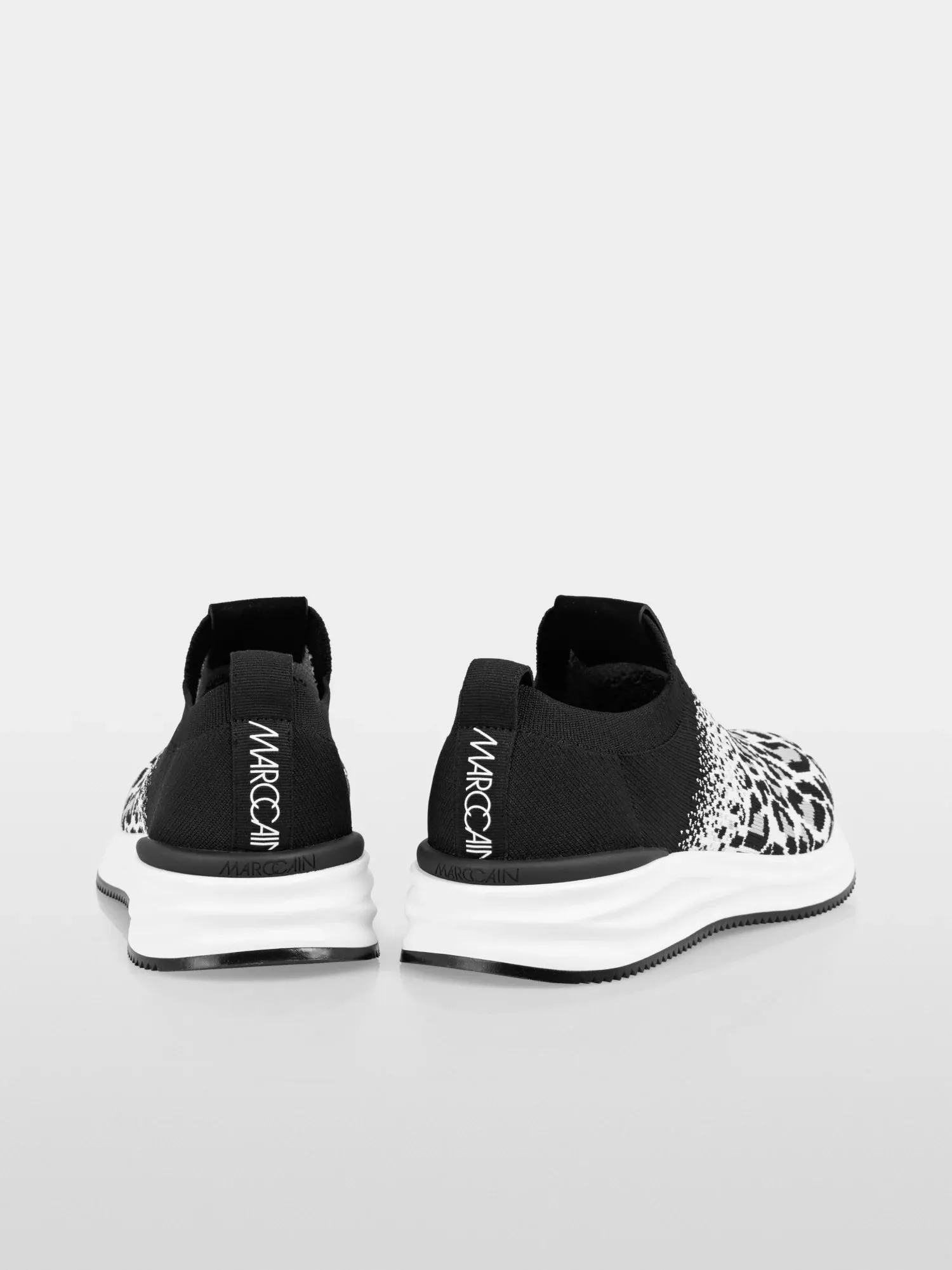 Black & White Leo Print Knitted Sneakers