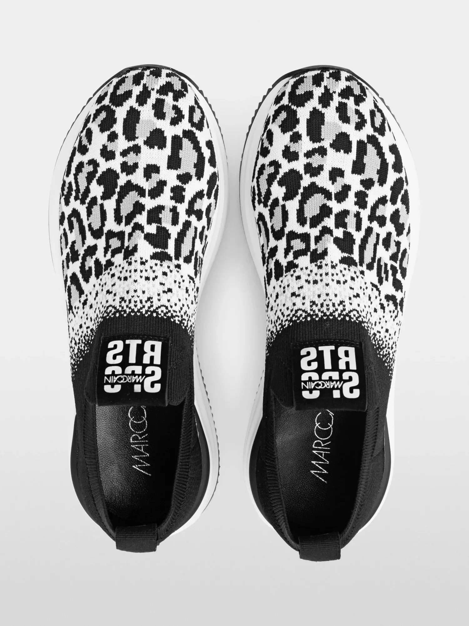 Black & White Leo Print Knitted Sneakers