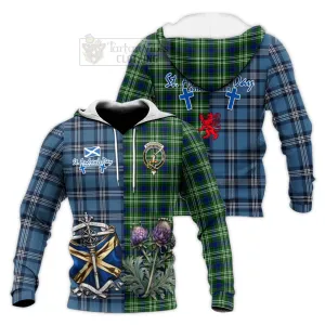 Blackadder Tartan Knitted Hoodie Happy St. Andrew's Day Half Tartan Style