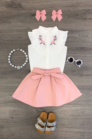 Blush Embroidered Skirt Set