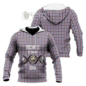 Boswell Tartan Knitted Hoodie with Family Crest DNA In Me Style