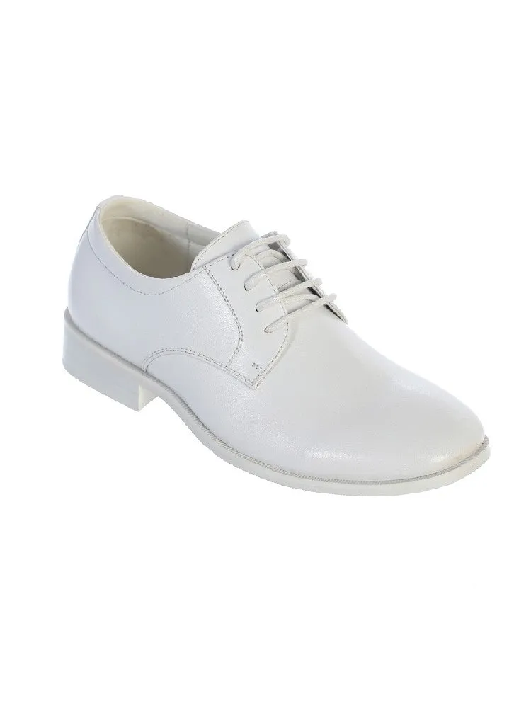 Boys White Matte Leather Lace Up Dress Shoes 4-8 Kids