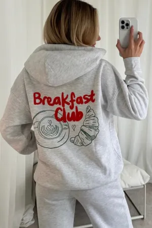 Breakfast club marl grey printed hoodie joggers loungewear