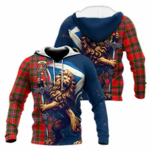 Butter Tartan Family Crest Knitted Hoodie with Scottish Majestic Lion