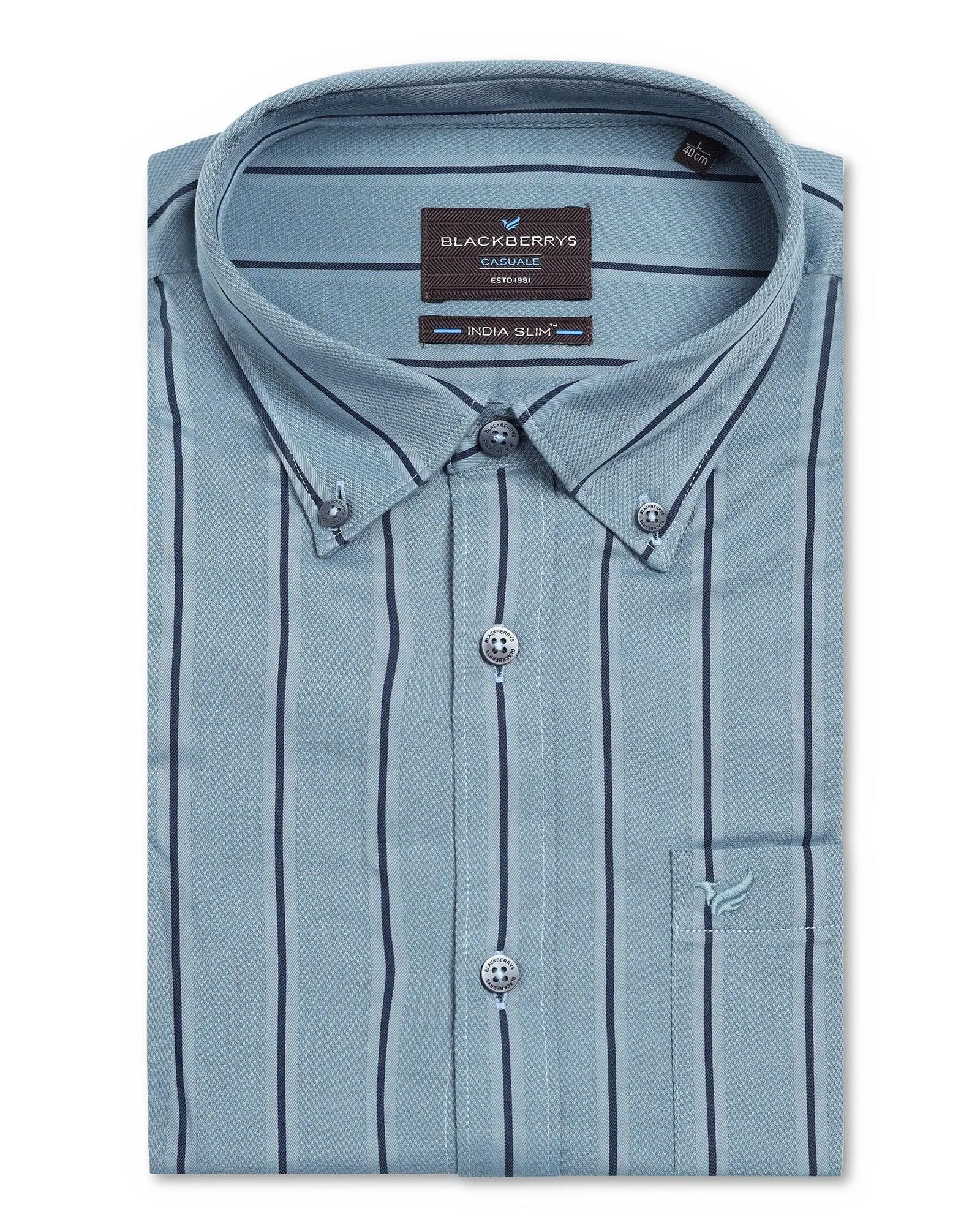 Casual Blue Stripe Shirt - Mateo