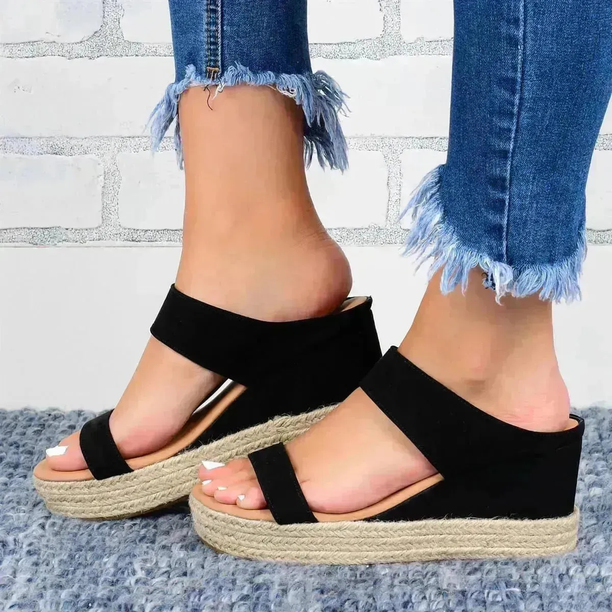 Casual High Wedge heel Slide on Slippers for women