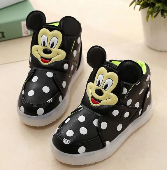 Children Shoes With Light Popular in Europe Boys Shoes Autumn Winter Dot Cartoon Led Sport Girls Sneakers Kids Shoes Size 21-30