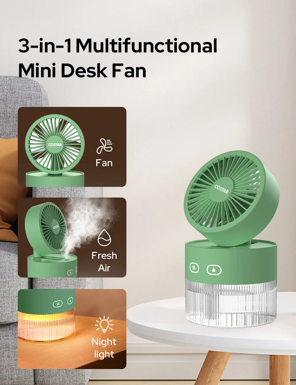 COSTAR Portable Table Fan with Mist Humidify