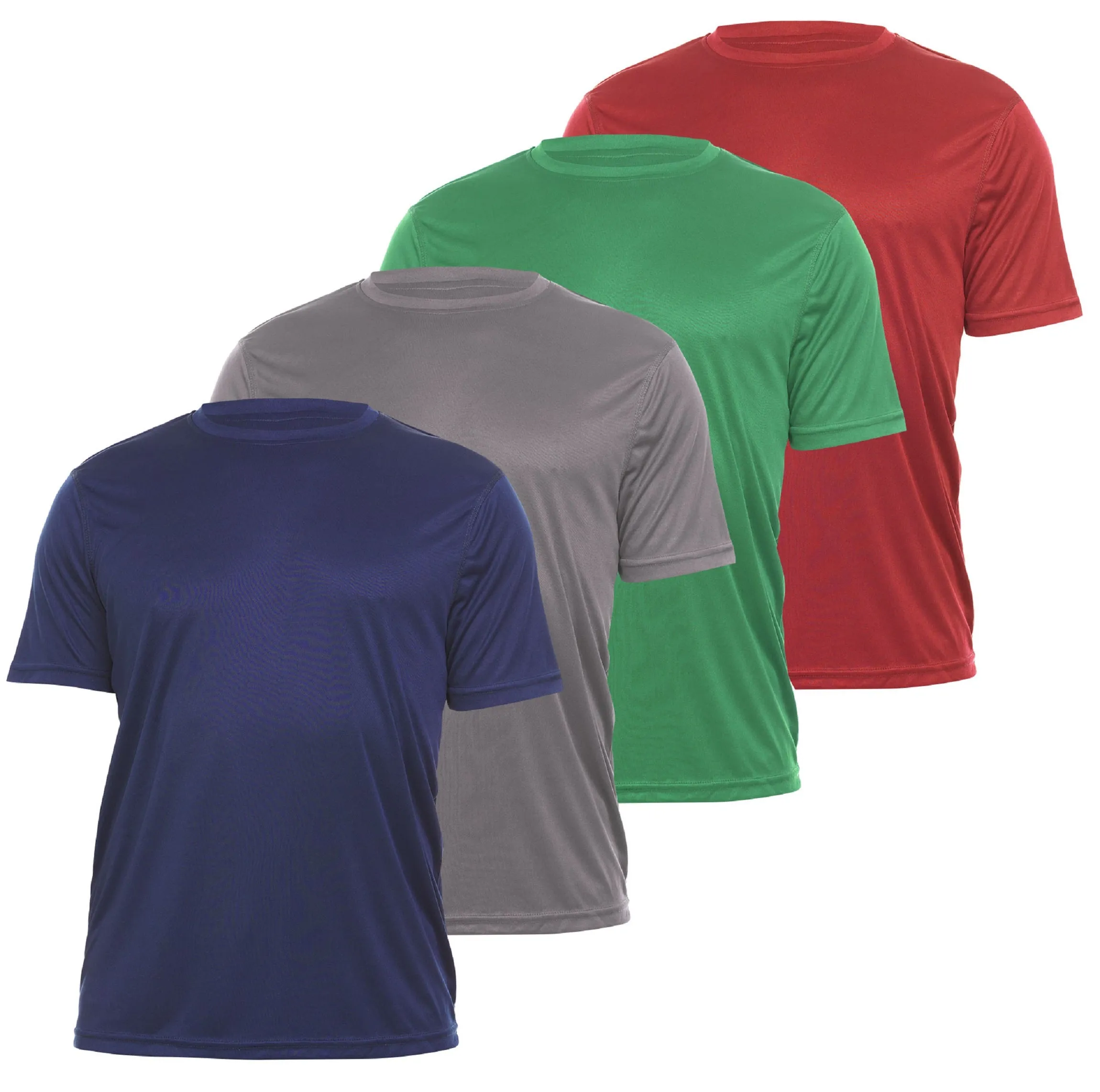 DARESAY Mens Dri Fit Tees Athletic Moisture Wicking Tops for Men- Comfortable Quick Dry Short-Sleeve Crew T-Shirts -Pack of 4