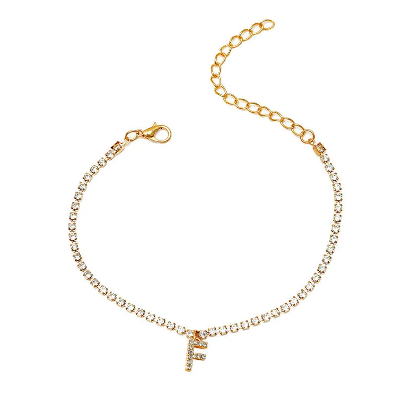 Diamond Tennis Letter Bracelet I Hip Hop Creative Beach Footwear