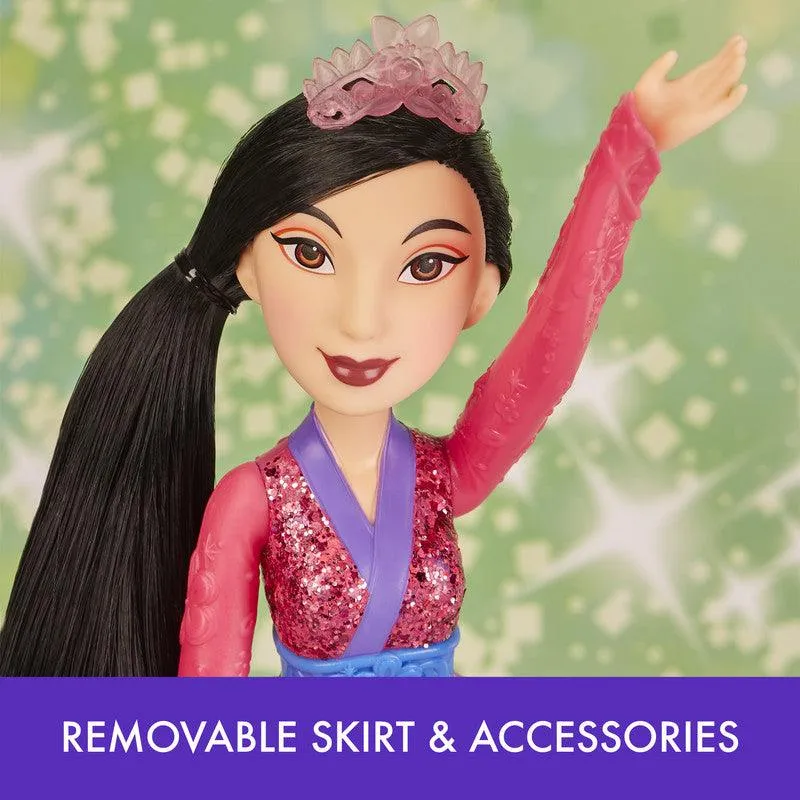 Disney Mulan Royal Shimmer Fashion Doll with Skirt that Sparkles, Tiara & Shoes, Toy for Girls 3 Years & Up