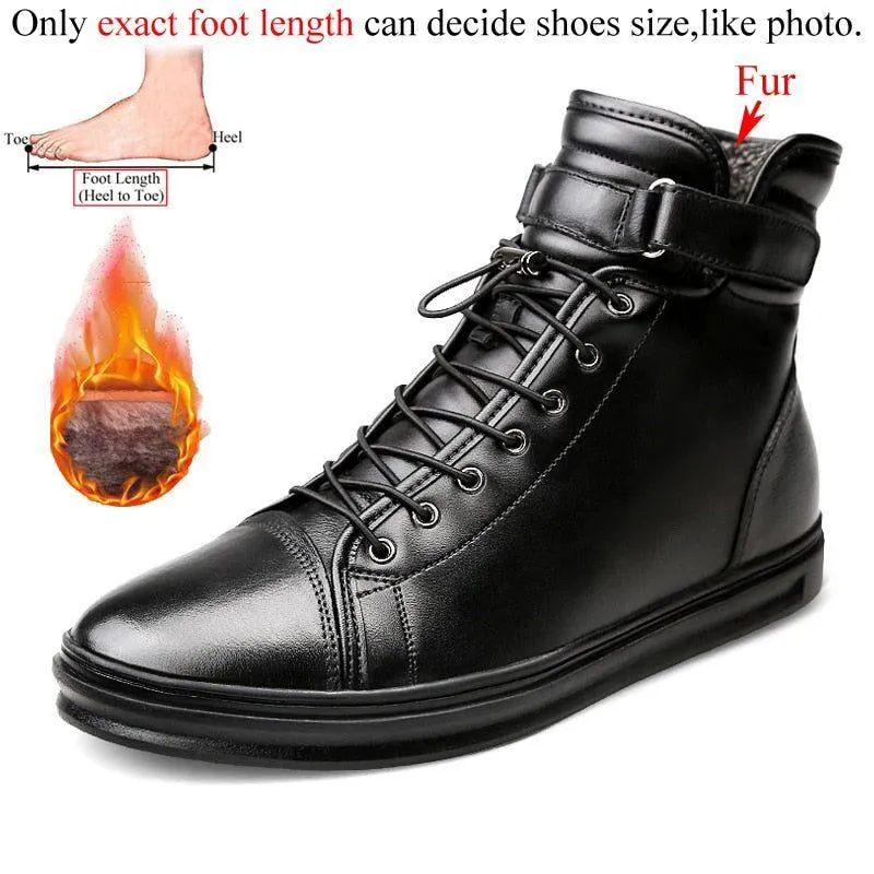 DM340 Men's Casual Shoes - Ankle Black Leather Boots Sneakers