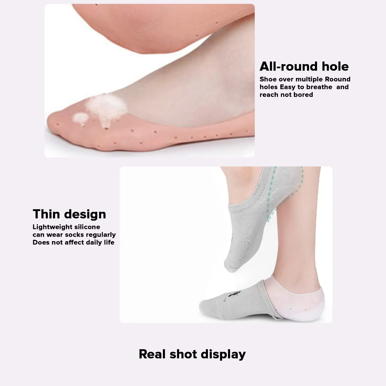 Dr Foot Silicone Moisturizing Heel Socks | For Dry, Cracked Heels, Rough Skin, Dead Skin, Calluses Remover | For Both Men & Women | Full Length, Small Size – 1 Pair (Pack of 2)