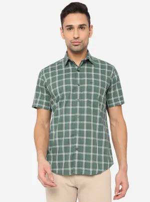 Duck Green Checked Slim Fit Casual Shirt | JadeBlue