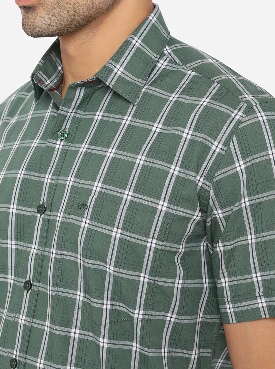 Duck Green Checked Slim Fit Casual Shirt | JadeBlue