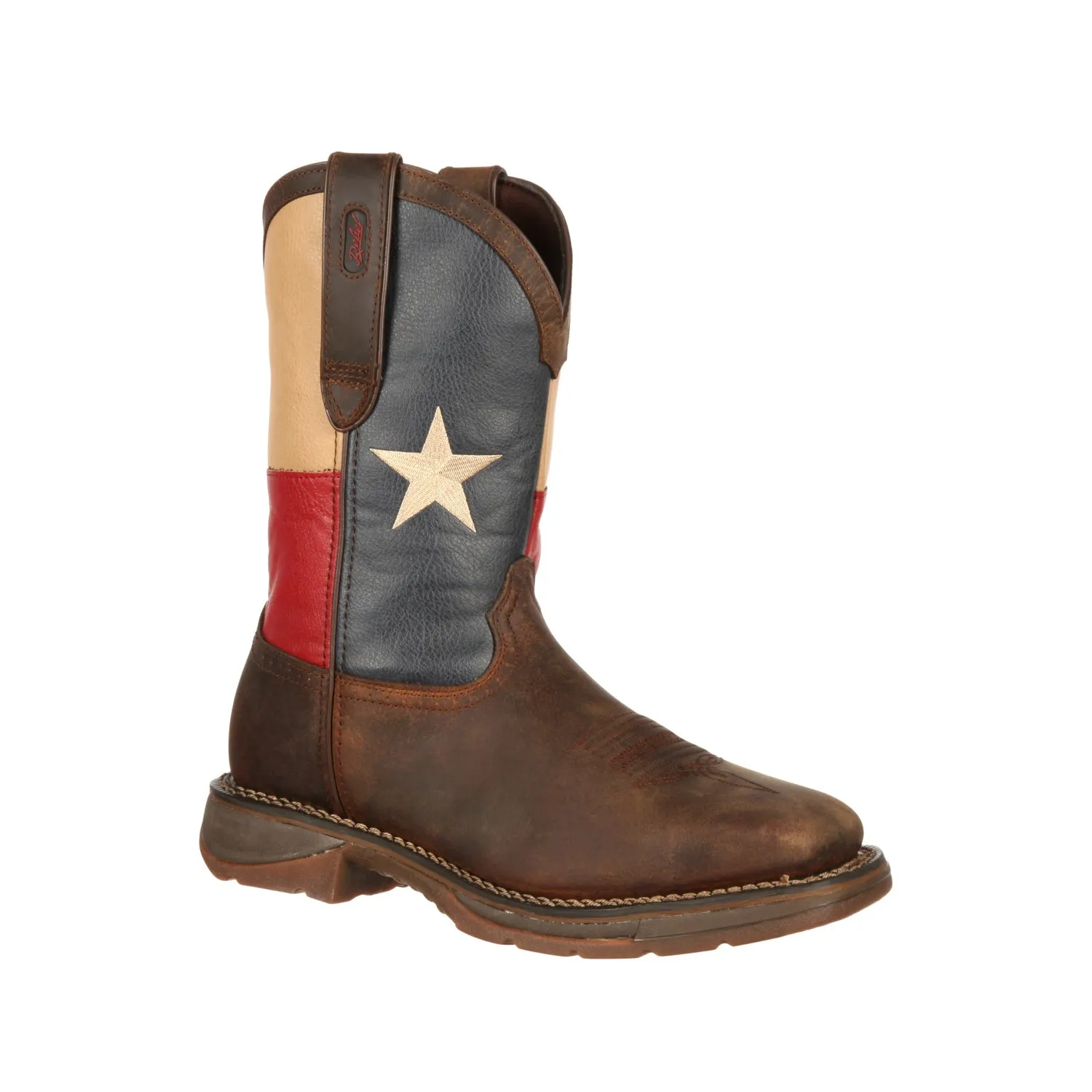 Durango Mens Rebel Steel Toe Dark Brown/Texas Flag Leather Work Boots