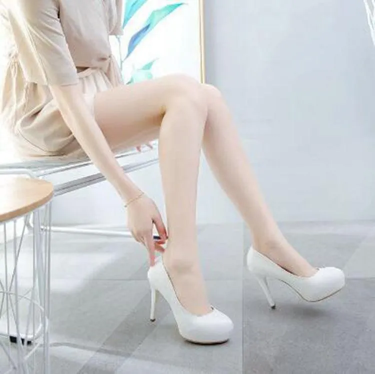 Elegant Solid PU Leather High Heel Slip-On Dress Shoes for Women