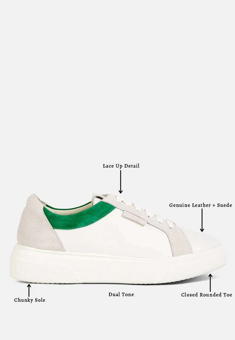 ENDLER Color Block Leather Sneakers in Green