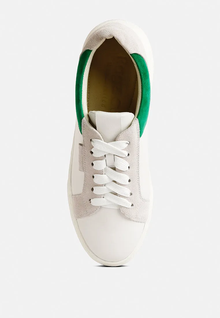 ENDLER Color Block Leather Sneakers in Green