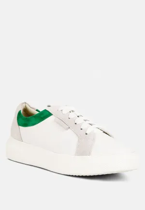 ENDLER Color Block Leather Sneakers in Green