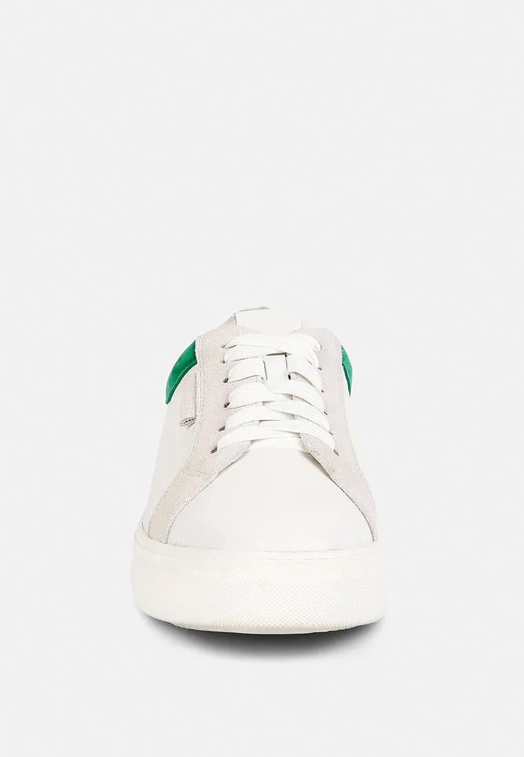 ENDLER Color Block Leather Sneakers in Green