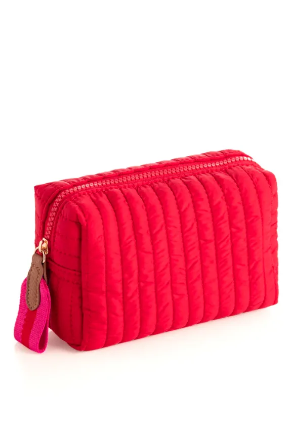 Ezra Small Boxy Cosmetic Pouch, Red