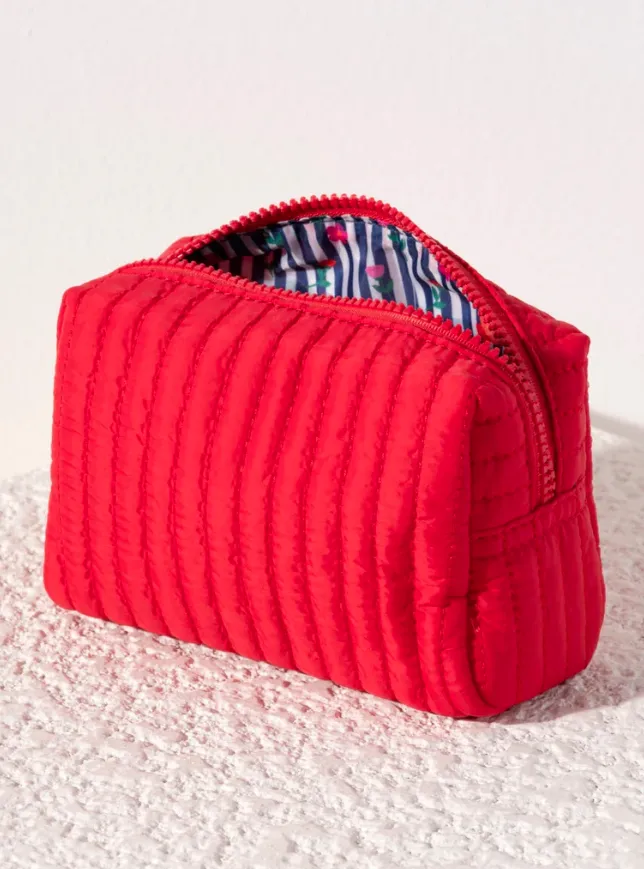 Ezra Small Boxy Cosmetic Pouch, Red