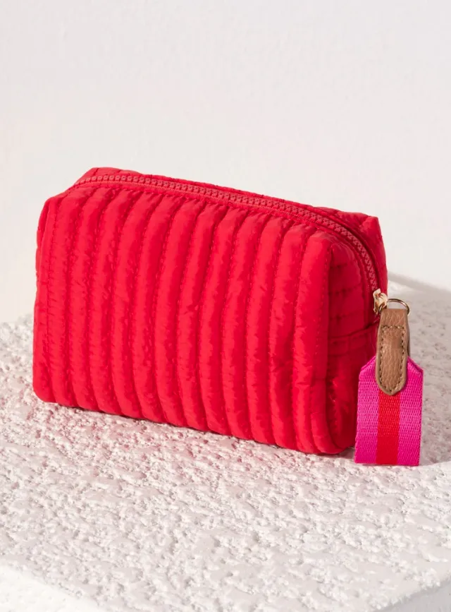 Ezra Small Boxy Cosmetic Pouch, Red