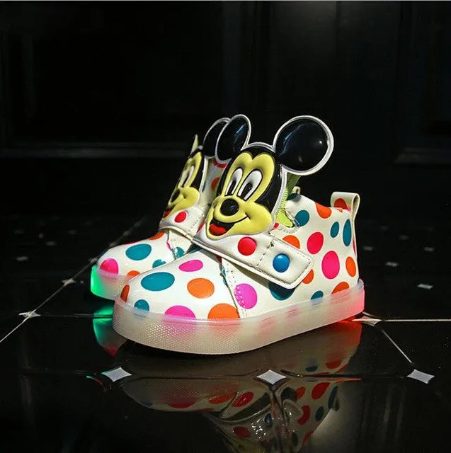 Fashion boys girls luminous sneaker Minnie children flashing kids led lighting child casual shoes