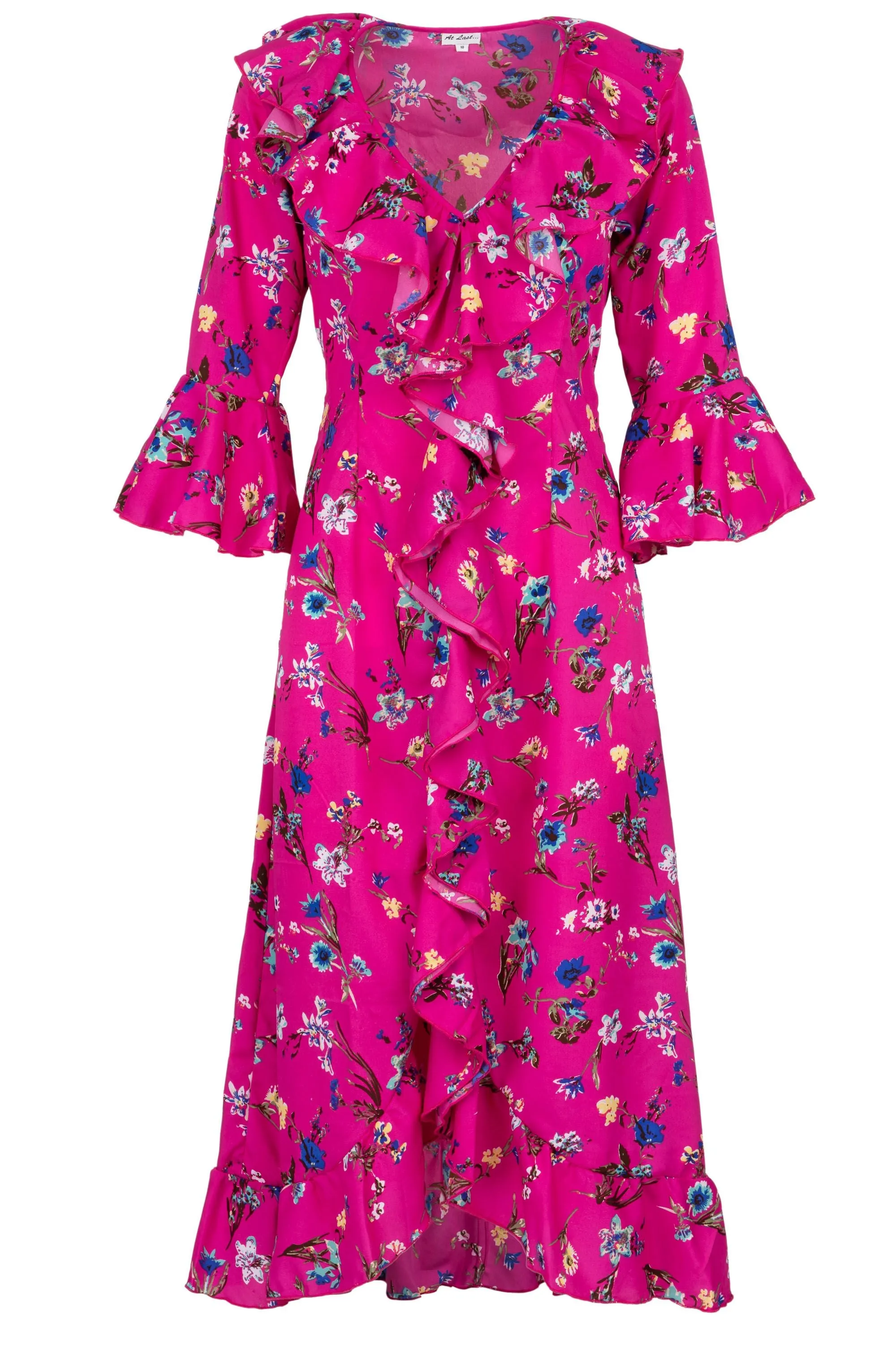 Felicity Midi Dress Hot Pink Flower