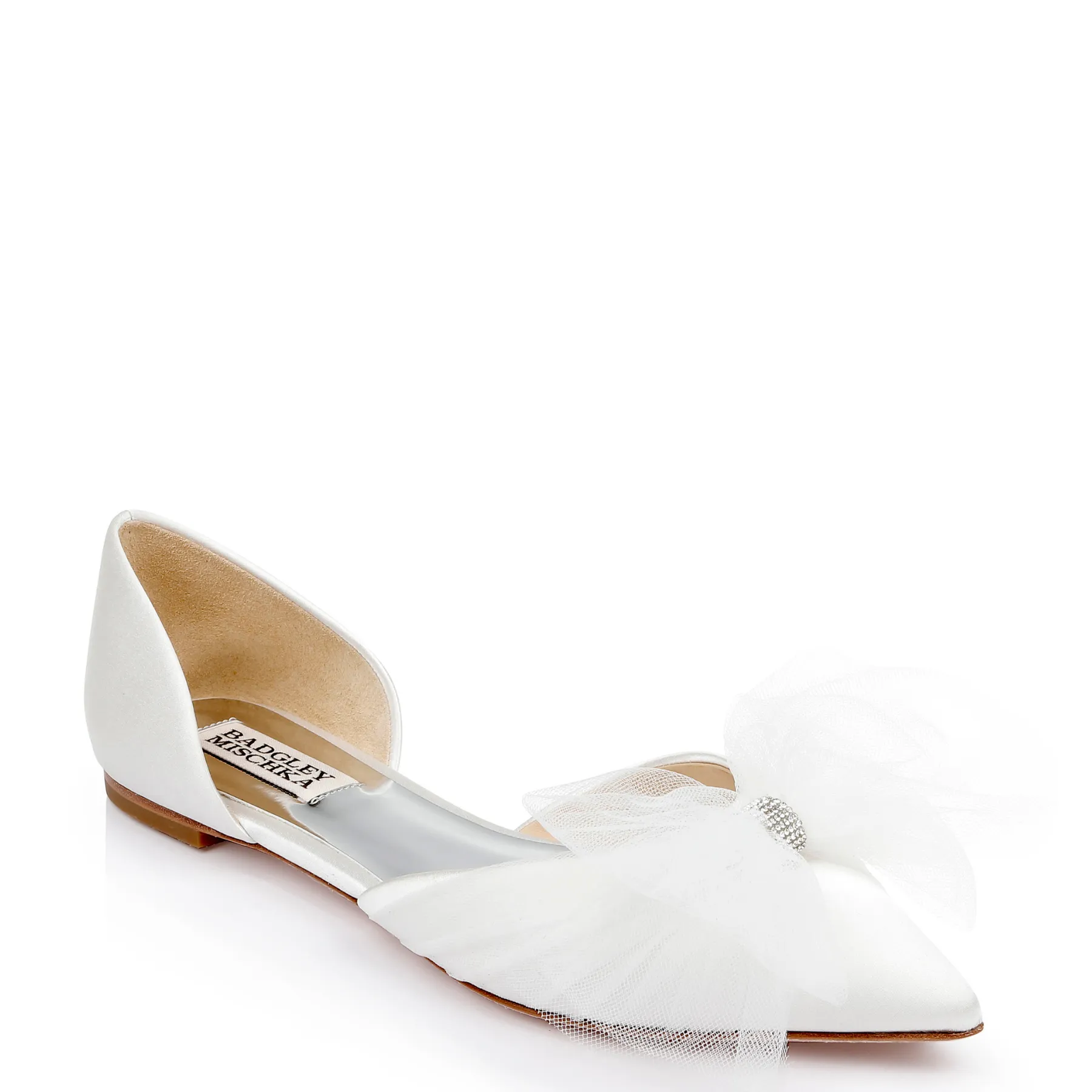 Fergie - Pointed Toe Flats With Tulle Bow - White