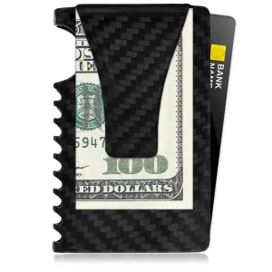 Fidelo Minimalist Wallet for Men  RFID Carbon Fiber Slim Travel Money Clip Credit Card