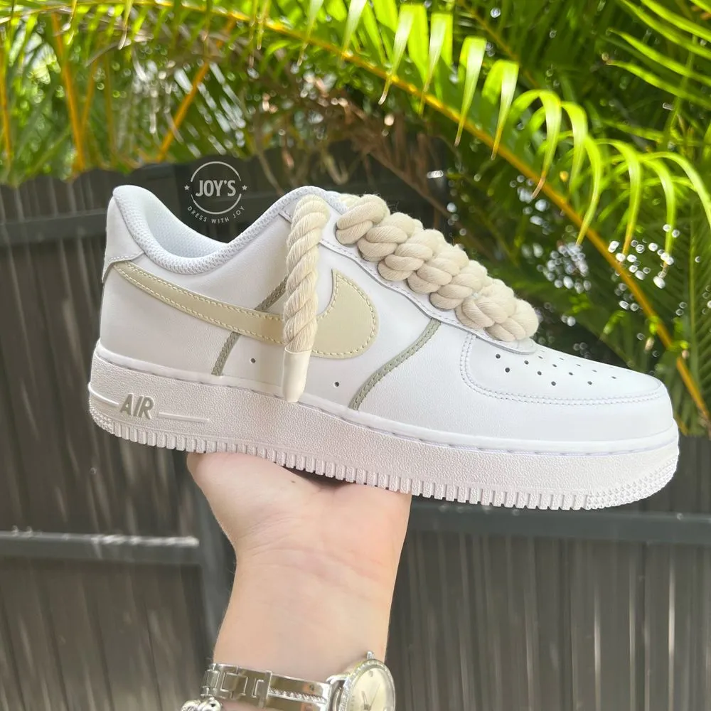 Final Sale-Cream Rope Laces Custom Air Force 1