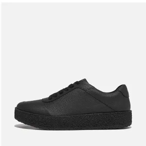 Fitflop Women Rally Tumbled-Leather Crepe Sneakers |GL9-090| All Black