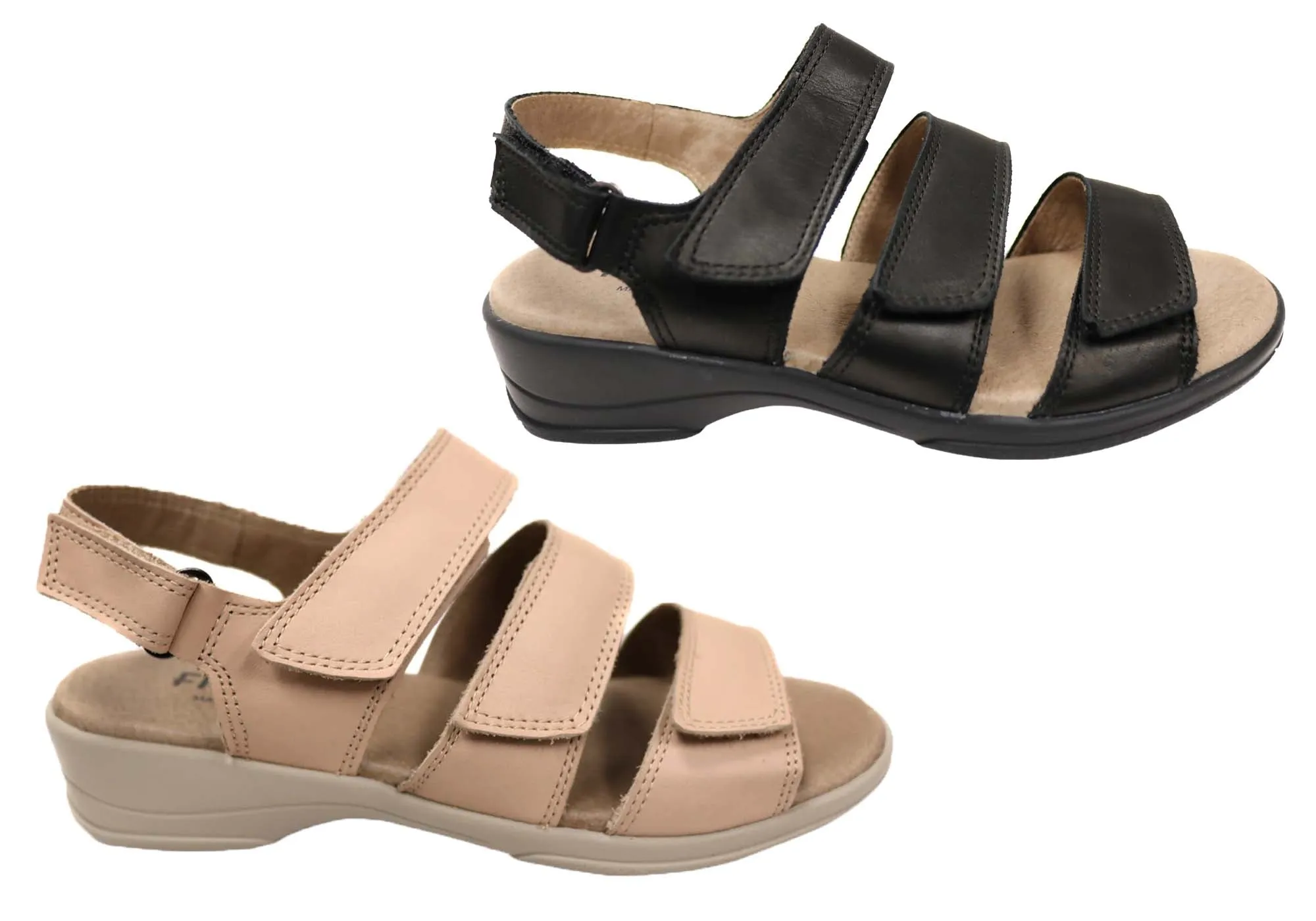 Flex & Go Renay Womens Comfortable Leather Sandals Made In Portugal