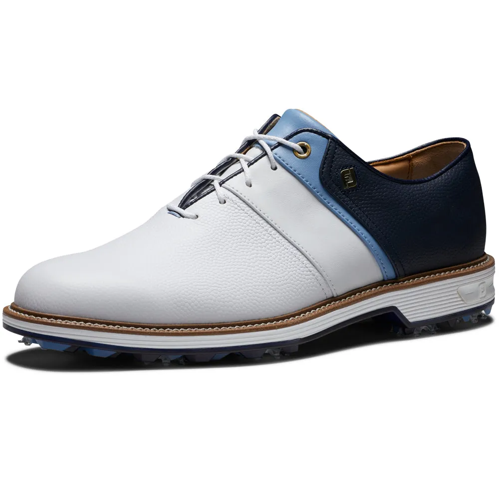 FootJoy Premiere Series Packard Spiked Waterproof Shoes - White/Blue/Navy