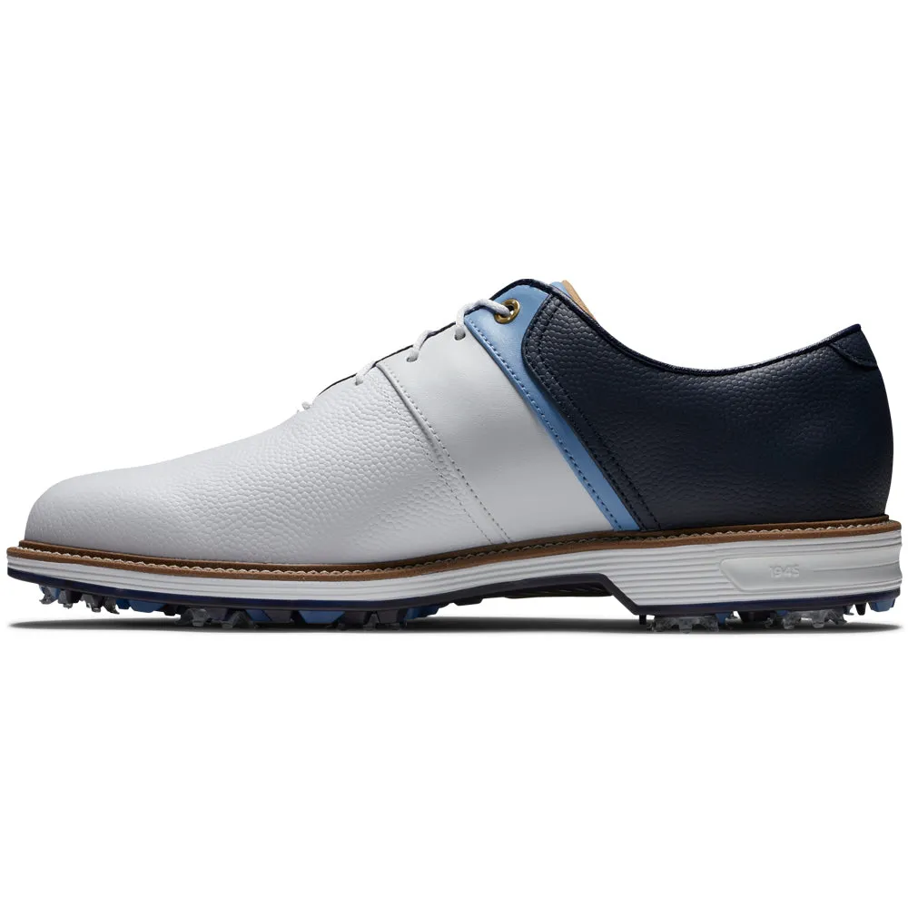 FootJoy Premiere Series Packard Spiked Waterproof Shoes - White/Blue/Navy