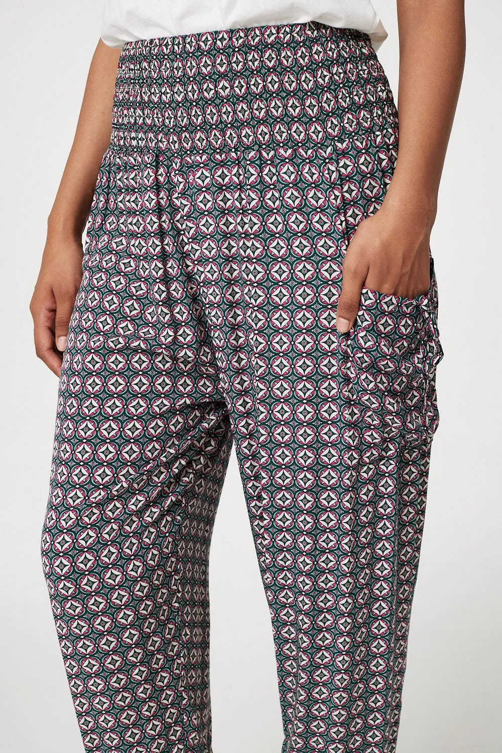 Geo Print Pull On Harem Pants