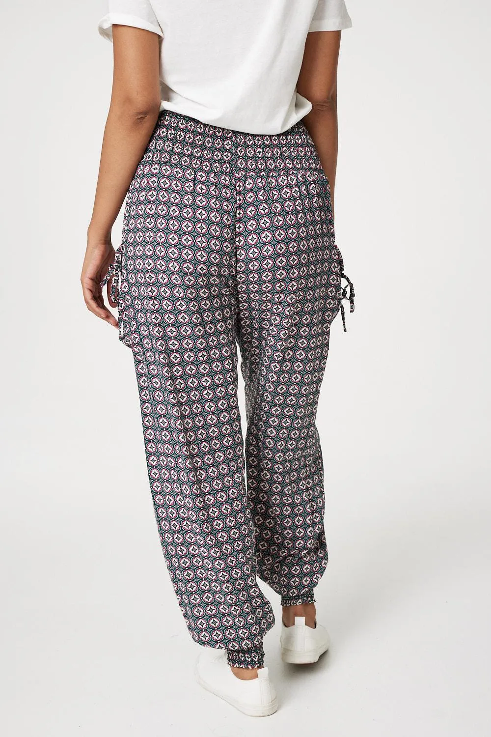 Geo Print Pull On Harem Pants