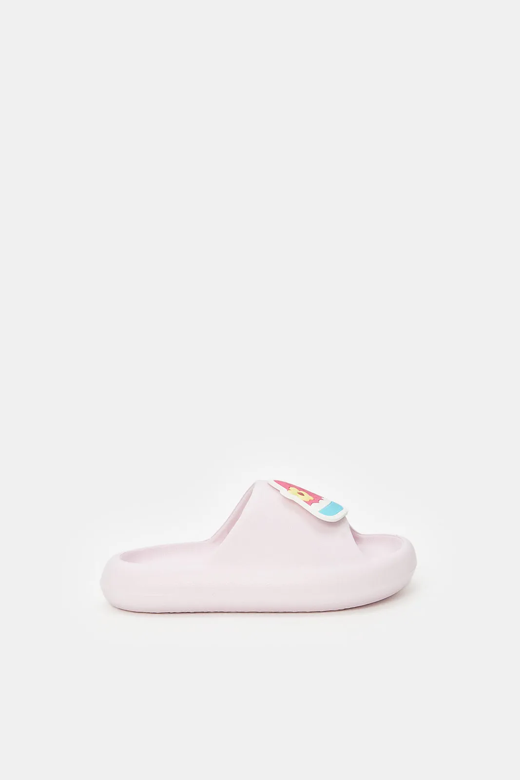 Girls Pink Embossed Patch Slide